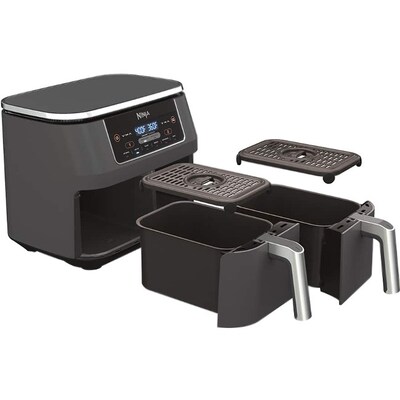 Ninja Foodi 6-in-1 8 qt. 2-Basket Air Fryer with DualZone Technology, Black/Gray (DZ201)