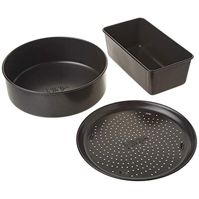 Ninja Foodi Deluxe Bake Kit Nonstick Aluminum 3-Piece Bakeware Set, Black (AOPKIT)