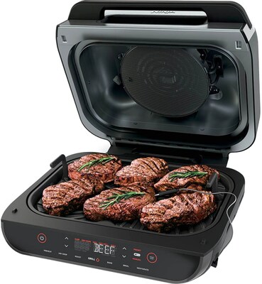 Ninja Foodi Smart XL Indoor Grill, 11.05H x 15.7W x 16.54D, Stainless Steel, Black (FG551)