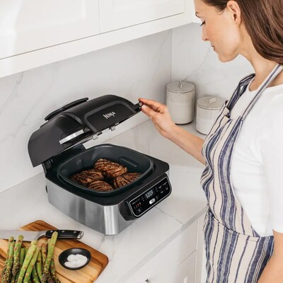 Ninja Foodi 5-in-1 Indoor Grill, 14.9"D x 14.9"W x 11.02"H, Stainless Steel/Black (AG301)