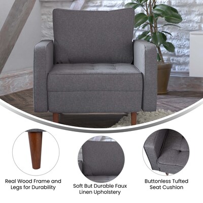 Flash Furniture Hudson Tufted Faux Linen Armchair, Dark Gray (ISPC100DKGY)
