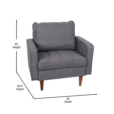 Flash Furniture Hudson Tufted Faux Linen Armchair, Dark Gray (ISPC100DKGY)