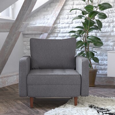Flash Furniture Hudson Tufted Faux Linen Armchair, Dark Gray (ISPC100DKGY)