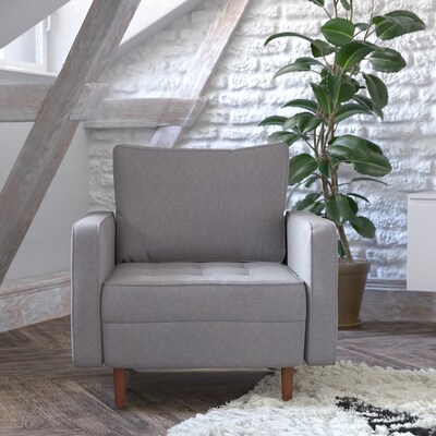 Flash Furniture Hudson Tufted Faux Linen Armchair, Slate Gray (ISPC100GY)