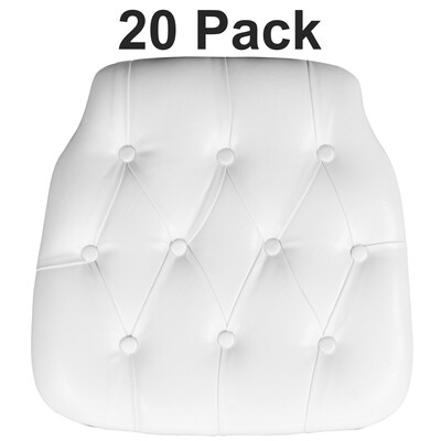 Flash Furniture Louise Tufted Vinyl Chiavari Chair Cushion, White, 20 Pack (20SZTUFTWH)