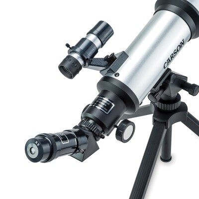 CARSON SkyChaser 70 mm Refractor Beginner Telescope with Tabletop Tripod, Silver (SC-450)