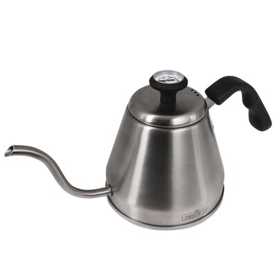 THE LONDON SIP Stainless Steel Kettle with Beverage Thermometer, 40.5 Fl. Oz., Silver (K1200S)