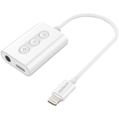 Naztech 3.5mm MFi Certified Audio + Charging Adapter with Lightning Cable, White (14596)