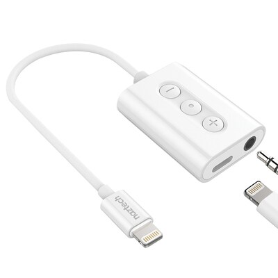 Naztech 3.5mm MFi Certified Audio + Charging Adapter with Lightning Cable, White (14596)