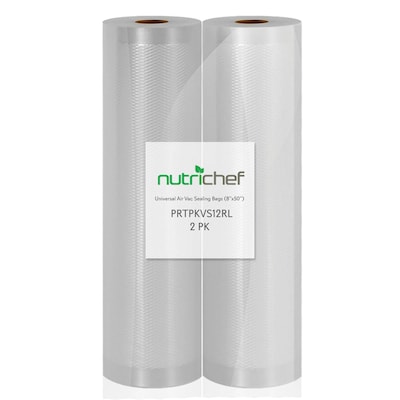 NutriChef Universal Vacuum Sealer Bags, 8, 100 Roll, Clear (PRTPKVS12RL)