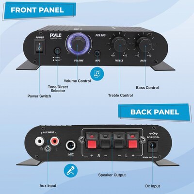 Pyle Hi-Fi Stereo Class-T Amp, 2 Channel, 90 Watts, Black (PFA300)