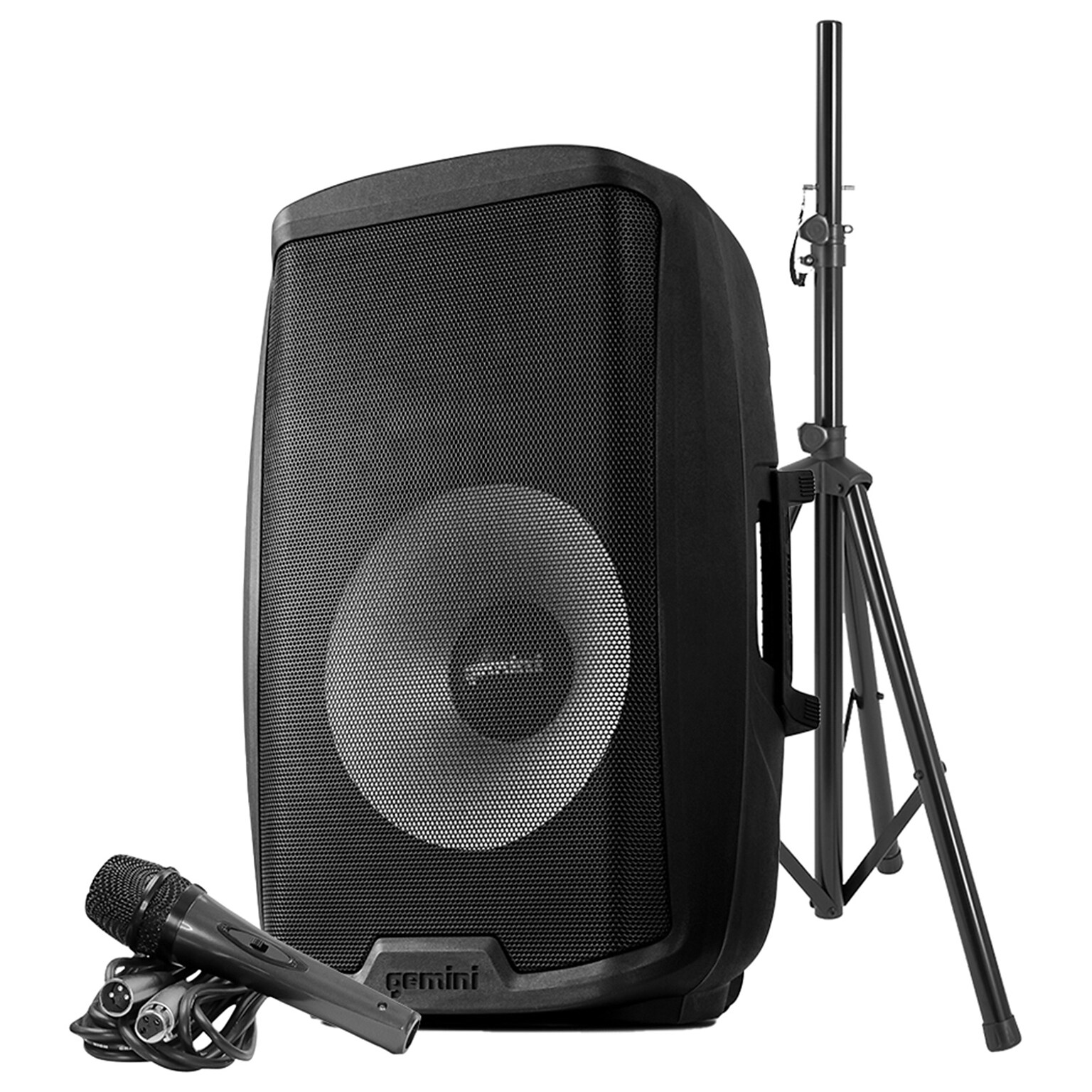 Gemini Active 15 Bluetooth Loudspeaker with Stand & Wired Microphone, Black (AS-2115BT-PK)