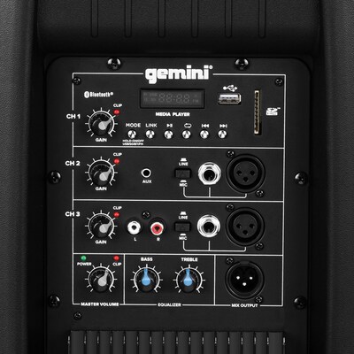 Gemini Active 15" Bluetooth Loudspeaker with Stand & Wired Microphone, Black (AS-2115BT-PK)
