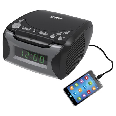 Naxa Digital Alarm Clock Radio and CD Player, Black (NRC175)