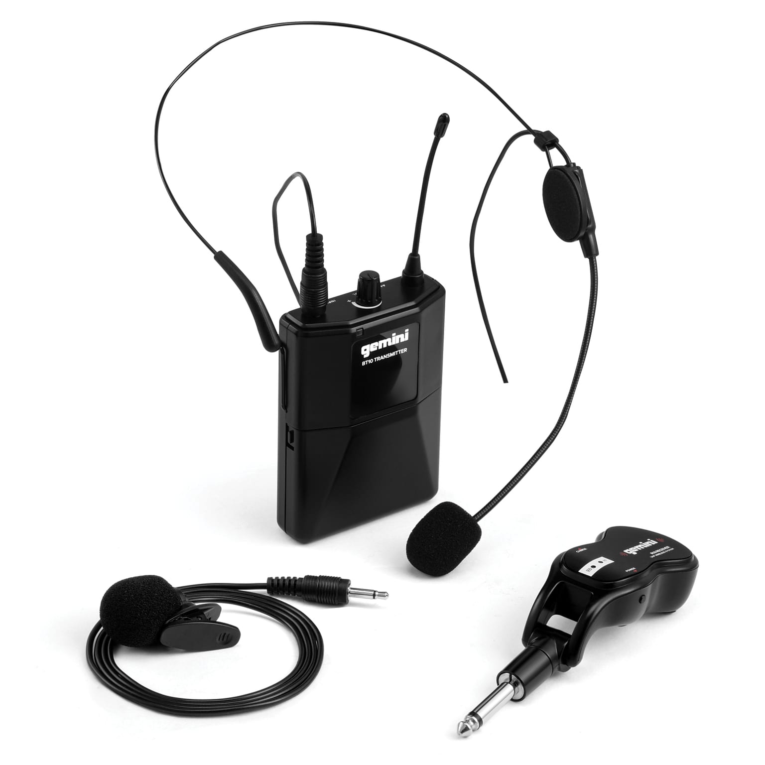 Gemini Wireless Microphone System with Headset Microphone & Lavalier Microphone, Black (GMU-HSL100)