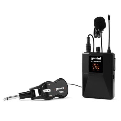 Gemini Wireless Microphone System with Headset Microphone & Lavalier Microphone, Black (GMU-HSL100)