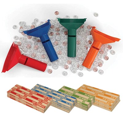 Nadex Coins 252 Coin Wrappers with Coin-Sorter Tubes, Assorted Colors (NCS8-1006-252)