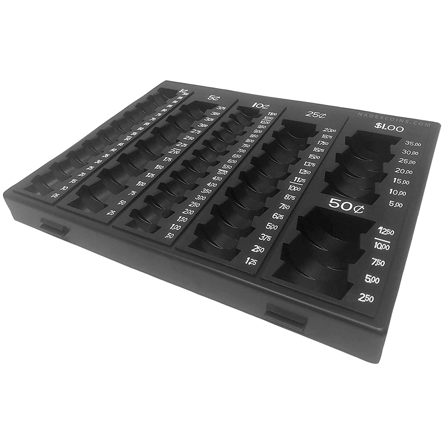 Nadex Coins Coin Handling Tray, 6 Compartments, Black (NCS8-1122)