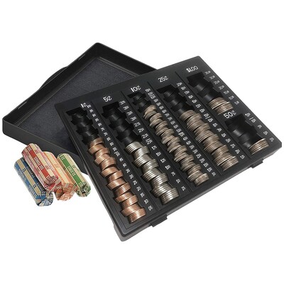 Nadex Coins Coin Handling Tray, 6 Compartments, Black (NCS8-1122)