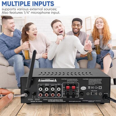 Pyle PTAU45 120-Watt x 2 Stereo Power Amp with USB Reader, Black