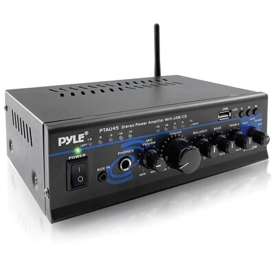 Pyle PTAU45 120-Watt x 2 Stereo Power Amp with USB Reader, Black