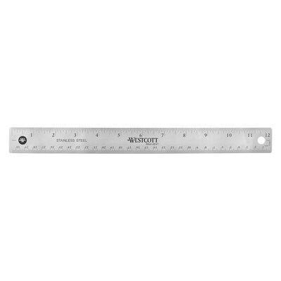 Westcott 12 Stainless Steel Office Ruler With Non Slip Cork Base, Pack of 3 (ACM10415-3)