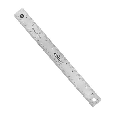 Westcott 12" Stainless Steel Office Ruler With Non Slip Cork Base, Pack of 3 (ACM10415-3)