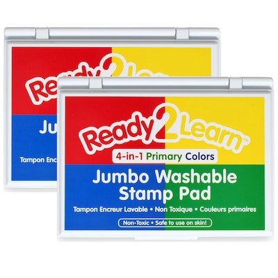 Ready2Learn™ Jumbo Washable Stamp Pad, 4-in-1 Primary Colors, Pack of 2 (CE-10053-2)