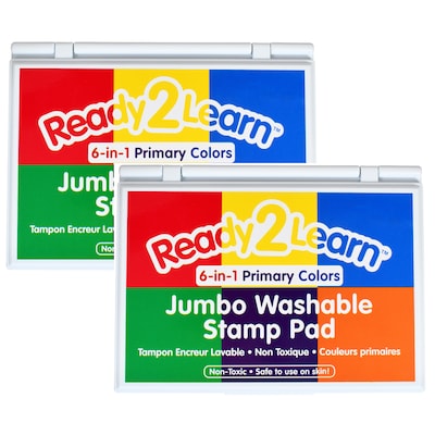 Ready2Learn™ Jumbo Washable Stamp Pad, 6-in-1 Primary Colors, Pack of 2 (CE-10054-2)