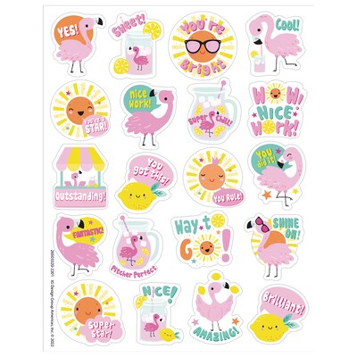 Eureka Flamingo Strawberry Lemonade Scented Stickers, Multicolored, 80 Per Pack, 6 Packs (EU-650332-6)