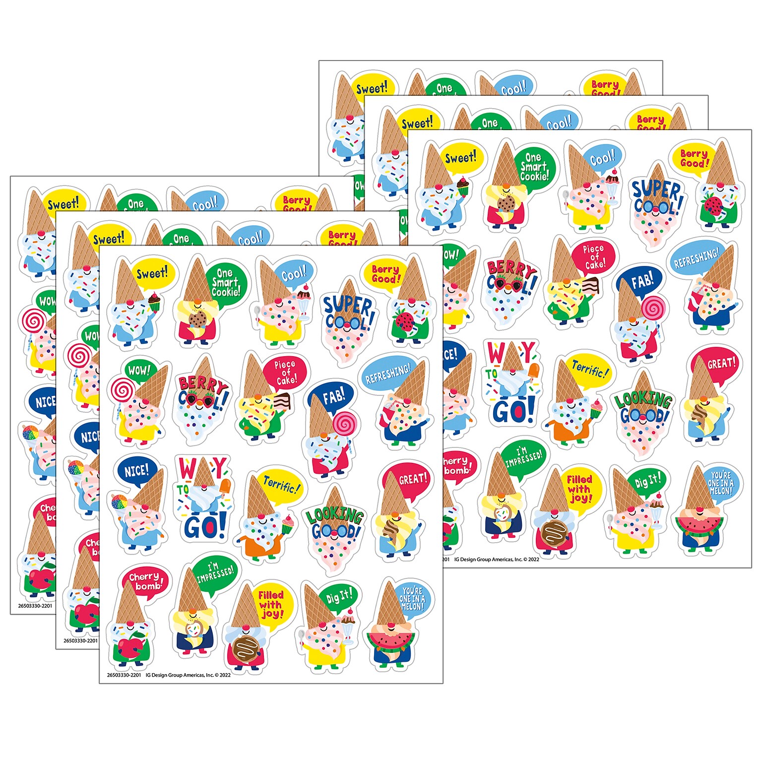 Eureka Dessert Gnomes Candy Scented Stickers, Multicolored, 80 Per Pack, 6 Packs (EU-650333-6)