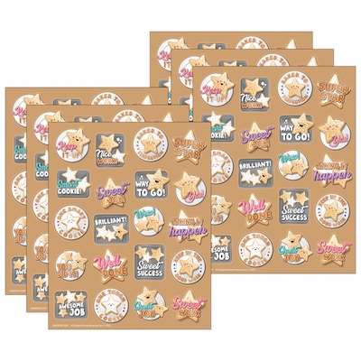 Eureka Star Cookies Sugar Cookie Scented Stickers, Multicolored, 80 Per Pack, 6 Packs (EU-650334-6)