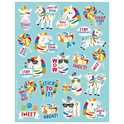 Eureka Fruit Zebras Fruit Punch Scented Stickers, Multicolored, 80 Per Pack, 6 Packs (EU-650335-6)