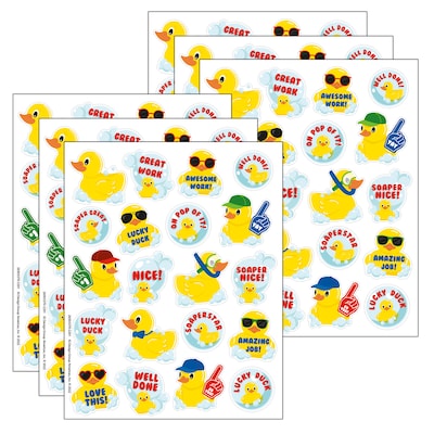 Eureka Rubber Duckies Bubble Bath Scented Stickers, Multicolored, 80 Per Pack, 6 Packs (EU-650337-6)