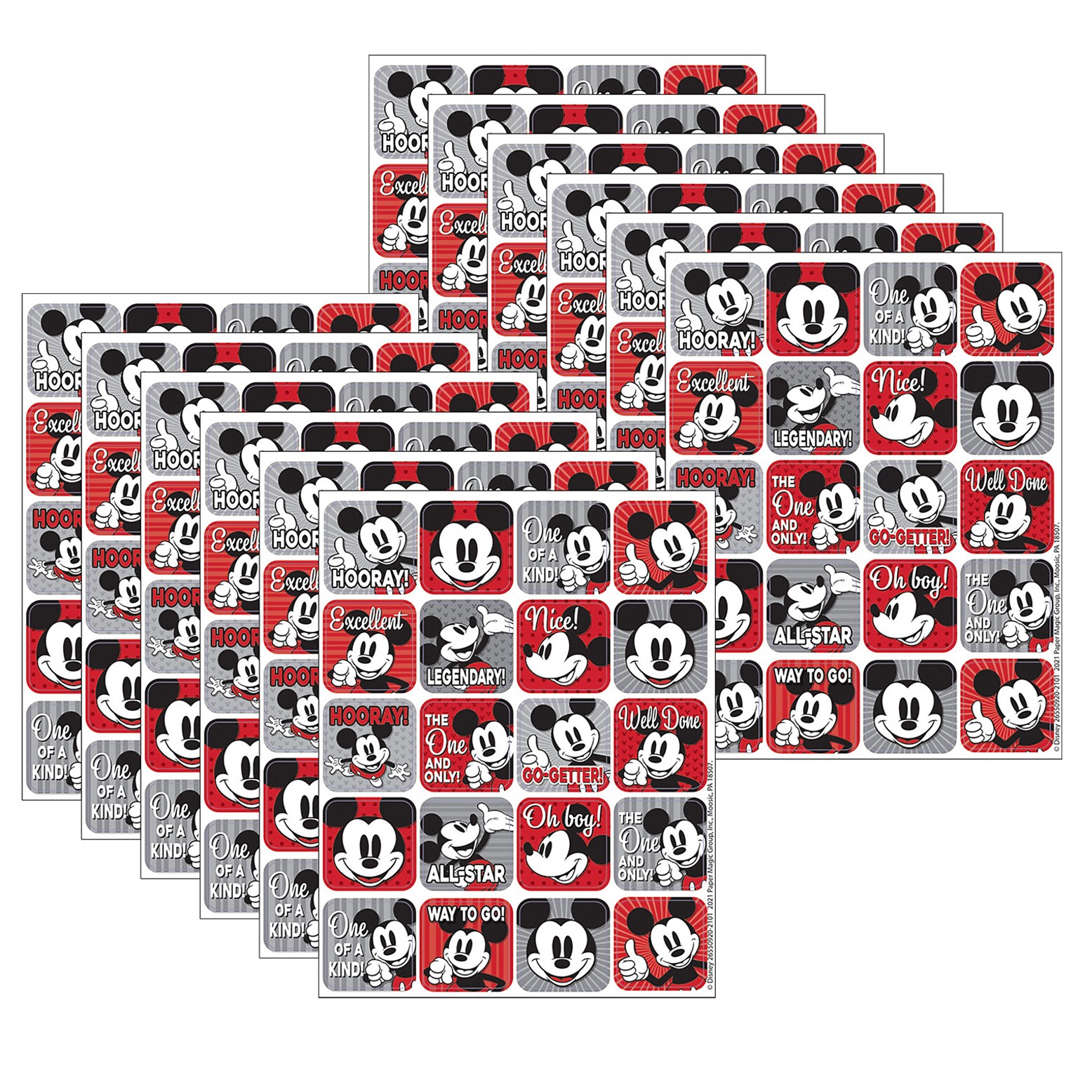 Eureka® Mickey Mouse® Throwback Theme Stickers, Multicolored, 120 Per Pack, 12 Packs (EU-655092-12)