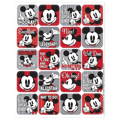 Eureka® Mickey Mouse® Throwback Theme Stickers, Multicolored, 120 Per Pack, 12 Packs (EU-655092-12)