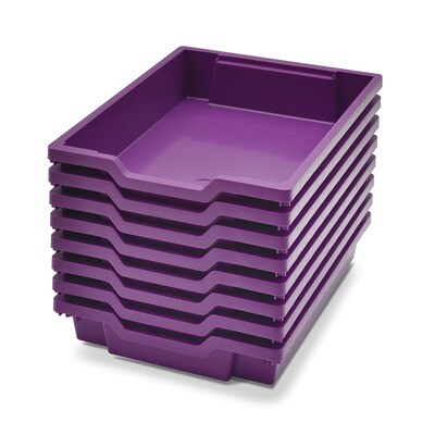 Gratnells Shallow F1 Tray, Plastic, 12.3 x 16.8 x 3, Plum Purple, 8/Bundle (GTSF0105P8)