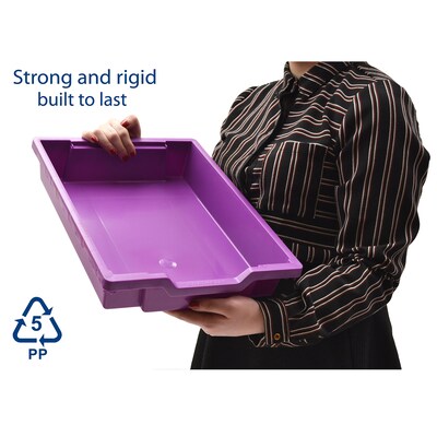 Gratnells Shallow F1 Tray, Plastic, 12.3" x 16.8" x 3", Plum Purple, 8/Bundle (GTSF0105P8)