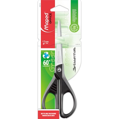 Maped 6.75" Office Essentials Multipurpose Scissors, Pointed Tip, Black, Pack of 24 (MAP468010-24)
