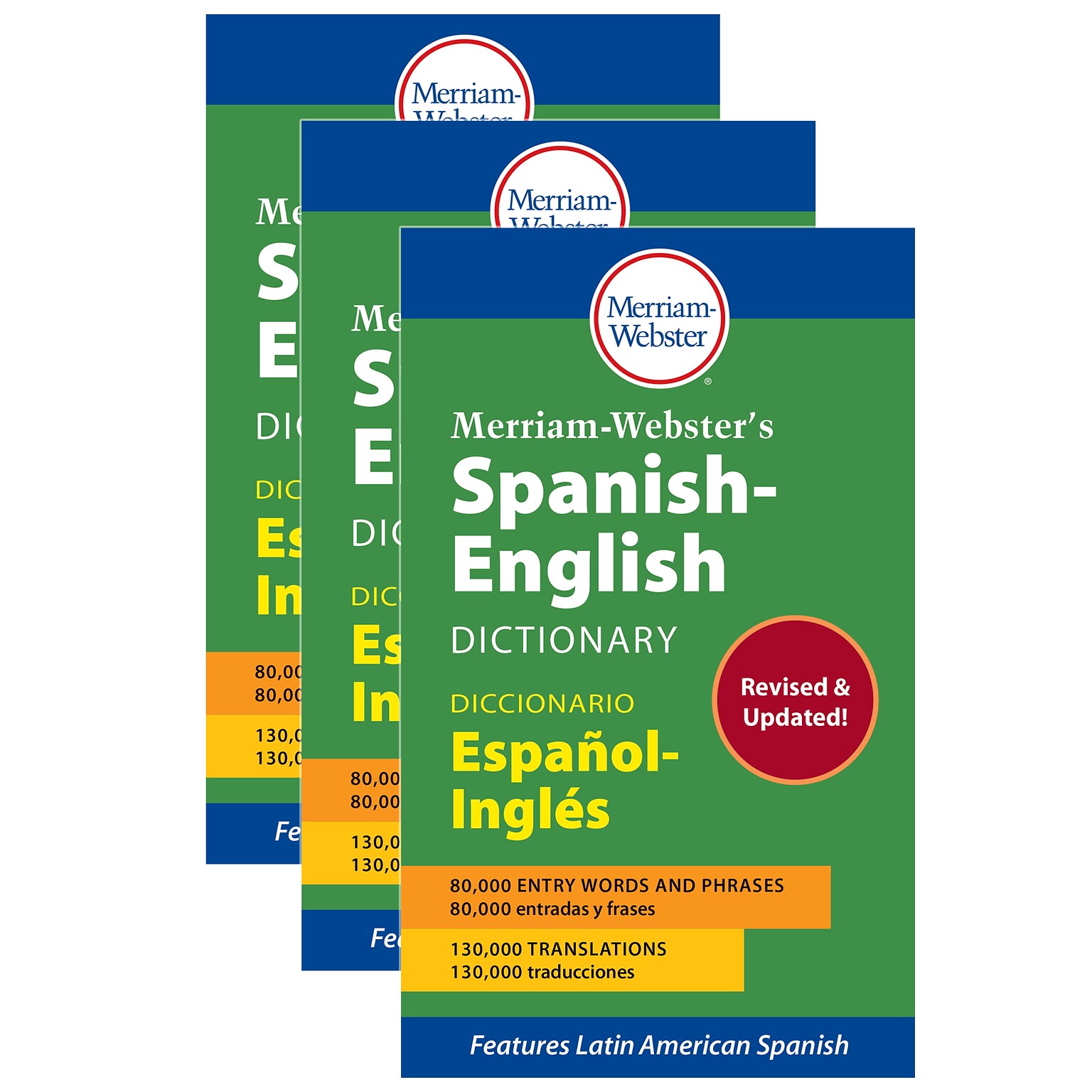 Merriam-Websters Spanish-English Dictionary, Paperback, 3/Bundle