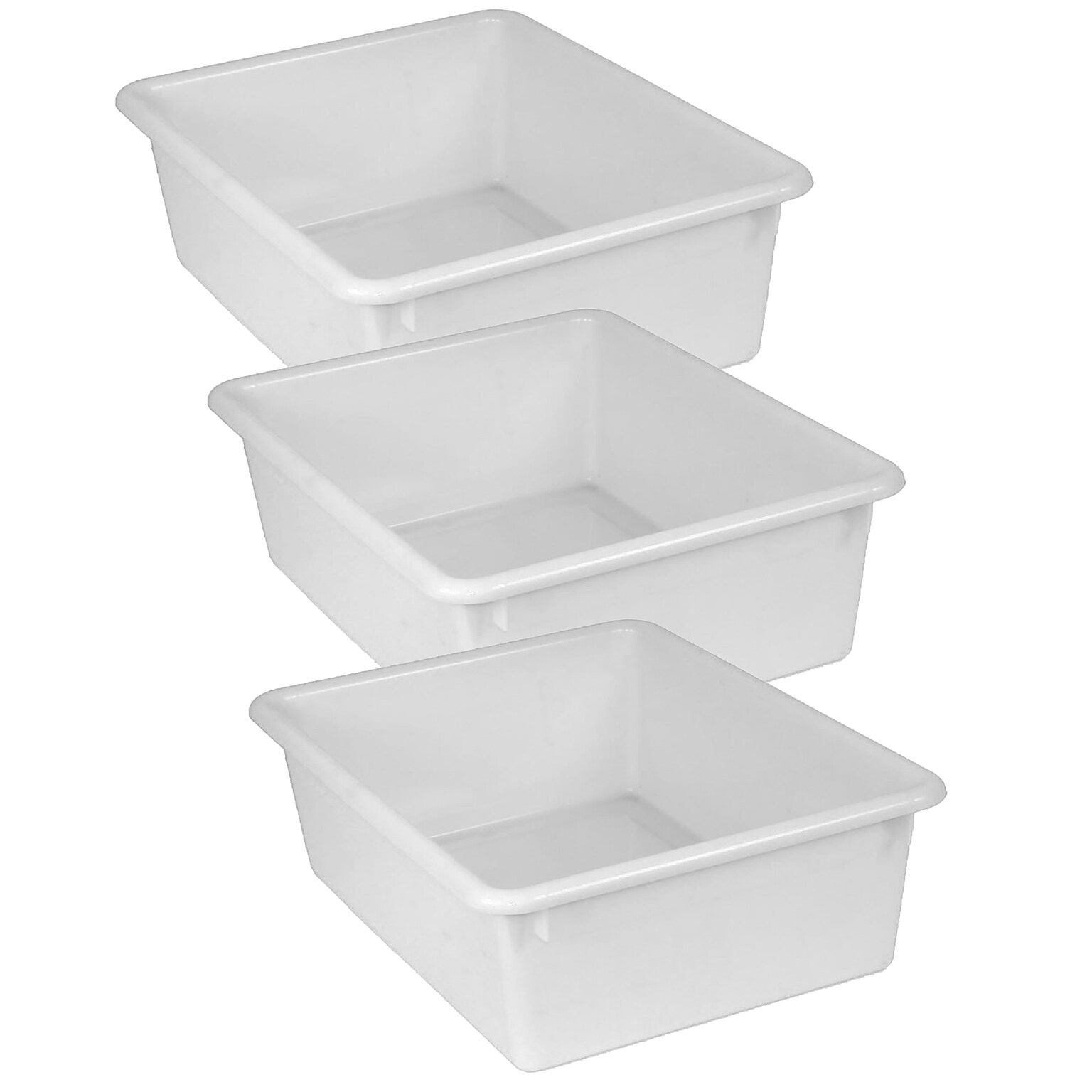 Romanoff Stowaway Tray, Plastic, 16 x 13.5 x 5.5, White, 3/Bundle (ROM13101-3)