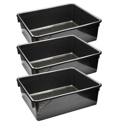 Romanoff Stowaway Tray, Plastic, 16 x 13.5 x 5.5, Black, 3/Bundle (ROM13110-3)