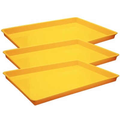 Romanoff  Large Creativitray, Plastic, 17.5 x 12.5 x 1.25, Yellow, 3/Bundle (ROM36903-3)