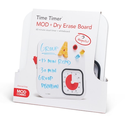 Time Timer 60-Minute Wind Up Timer with Magnetic Dry Erase Board, White/Red (TTM9BDEBW)