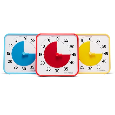 Time Timer Original 60-Minute Wind Up Timers Set, Assorted Colors, 3/Set (TTMTT08BPRM3W)