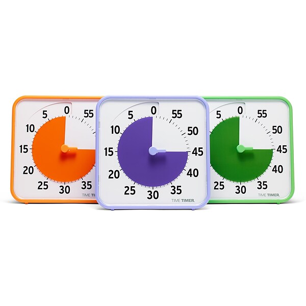 Time Timer Original 60Minute Wind Up Timers Set, Assorted Colors, 3