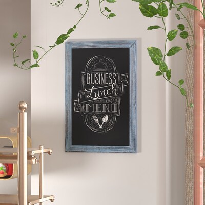 Flash Furniture Canterbury Wall Mount Magnetic Chalkboard Sign, Rustic Blue, 20" x 30" (HGWAGDIS262315)