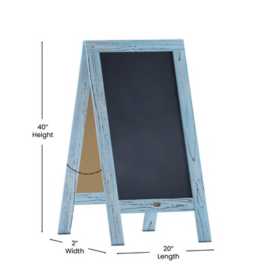 Flash Furniture Canterbury Vintage Wooden A-Frame Magnetic Indoor/Outdoor Chalkboard Sign, Robin Blue, 40"x20" (HGWAGDIS542315)