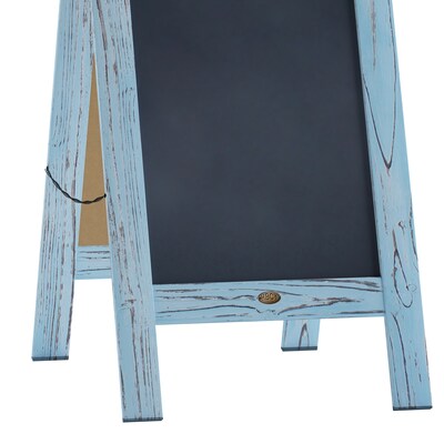 Flash Furniture Canterbury Vintage Wooden A-Frame Magnetic Indoor/Outdoor Chalkboard Sign, Robin Blue, 40"x20" (HGWAGDIS542315)