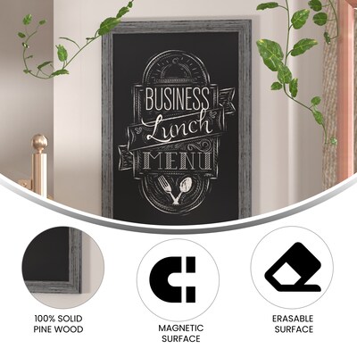 Flash Furniture Canterbury Wall Mount Magnetic Chalkboard Sign, Rustic Gray, 24" x 36" (HGWA5GD272315)